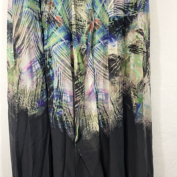 BCBMax Azria Tae Midnight Palm Print Silk Evening Gown Flowy Size 08 - Picture 9 of 13